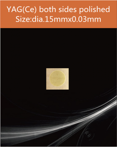 YAG Ce scintillator, YAG Ce crystal, Ce doped YAG scintillator, Scintillation YAG Ce, YAG Ce dia.15x0.03mm